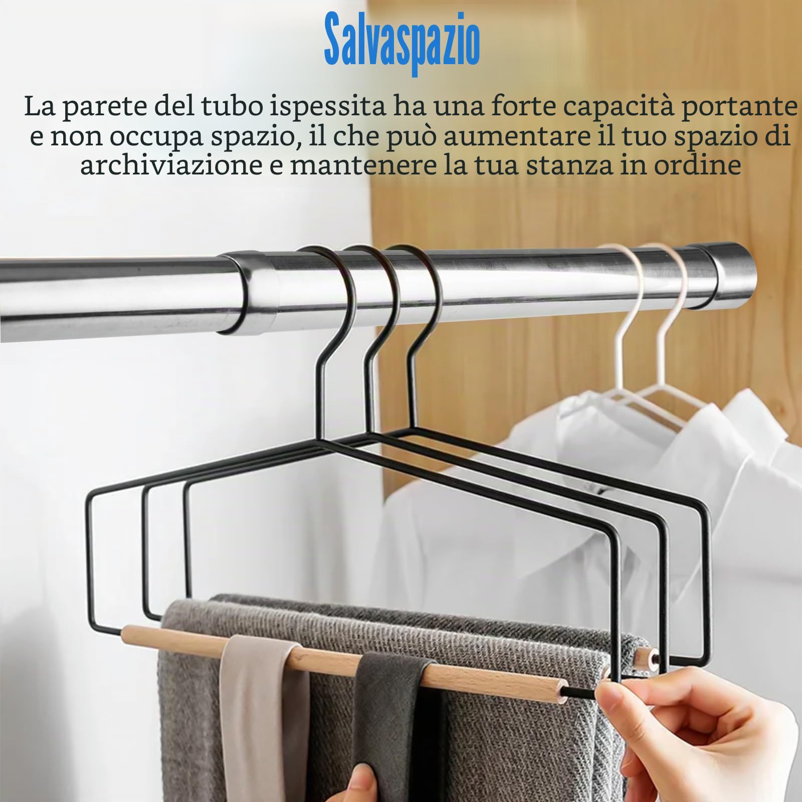 2 Asta Estensibile per Abiti, 31-51 cm Barra Attaccapanni per Armadio | Barra Appendiabiti in Acciaio Inossidabile Regolabile, Asta Appendiabiti Estensibile in Acciaio Inox
