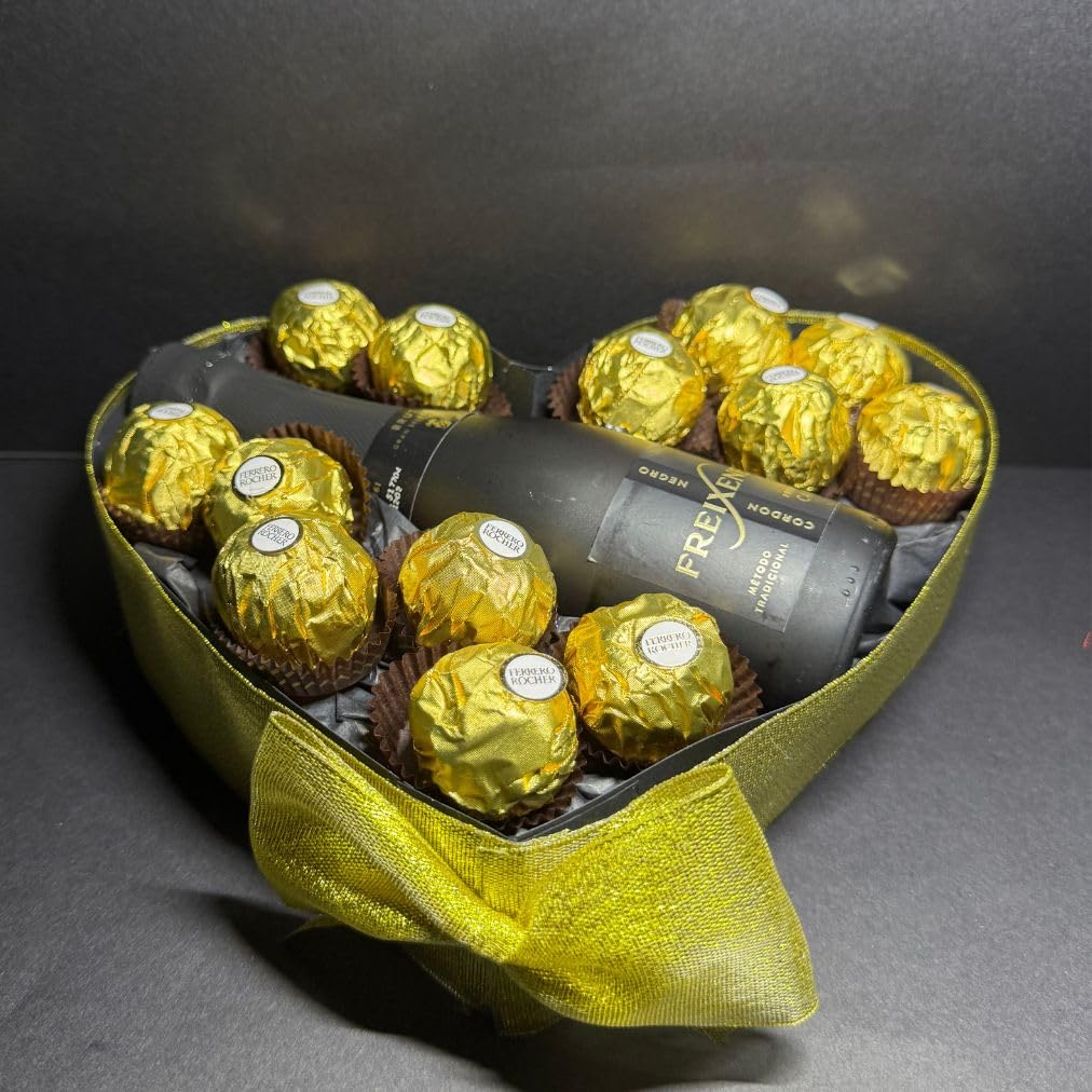 Donda's House® Bombones FERRERO. Cesta Kinder. Regalo original San Valentin. Ferrero Rocher. Bombones Ferrero Rocher. Regalo pareja. Regalos originales mujer, San Valentin, cumpleaños, aniversario.