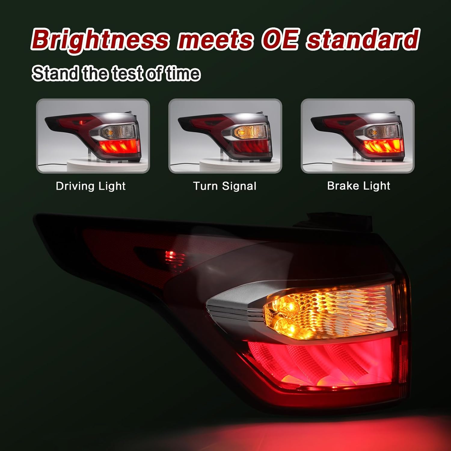 Tail Lights Assembly with Light Bulb and Harness Compatible With 2017 2018 Ford Escape Taillight Rear Brake Lamp Signal Assembly (Left Driver Side) OE:GJ5Z13405C