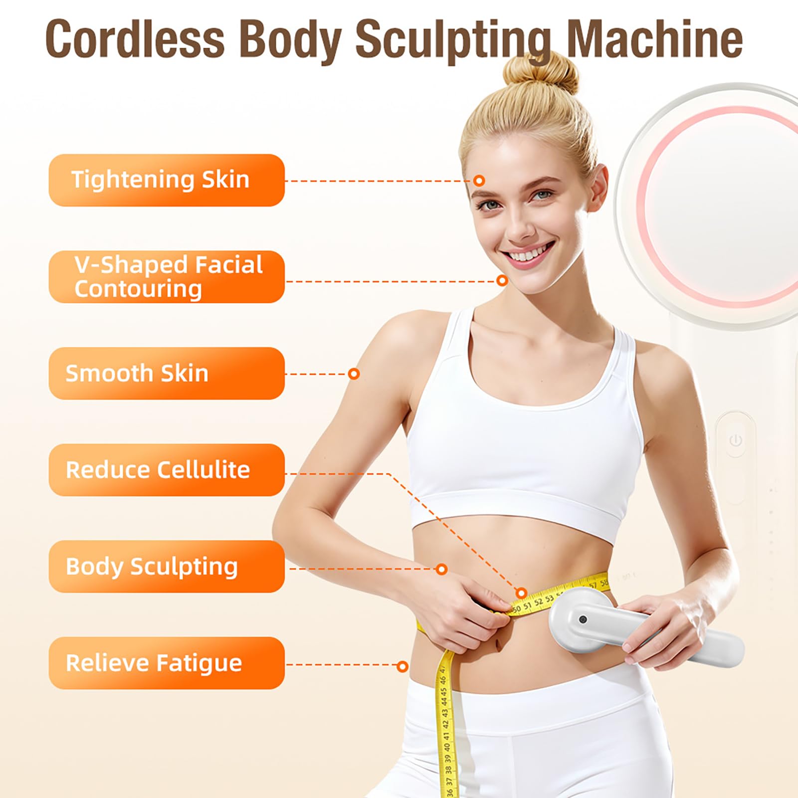 Radiofrecuencia Facial,Masajeador Ultrasónico 3 En 1 Terapia Luz Infrarroja EMS Máquina Terapia Ultrasónica Dispositivo Eléctrico para Rostro, Brazos, Cuello, Pies y Cuerpo