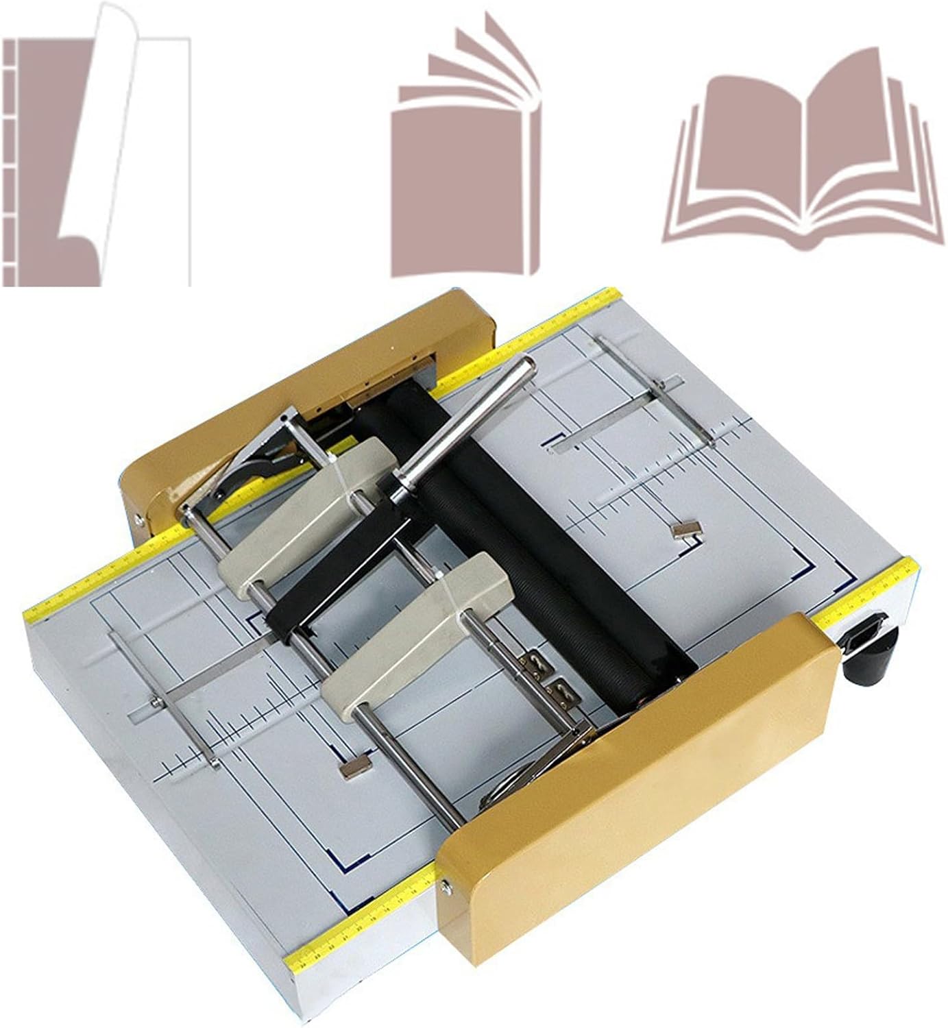 Staple and Folder Booklet Maker/Making Machine - Electric Paper Book Stapler Folding Machine, A3 Brochure Stapler, for Printing Factories and Schools,Yellow