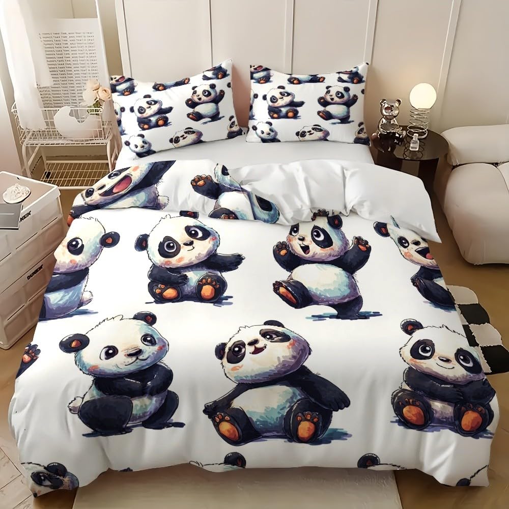 Housse de couette 200x200 panda pour créer une ambiance cocooning dans une chambre d'enfant