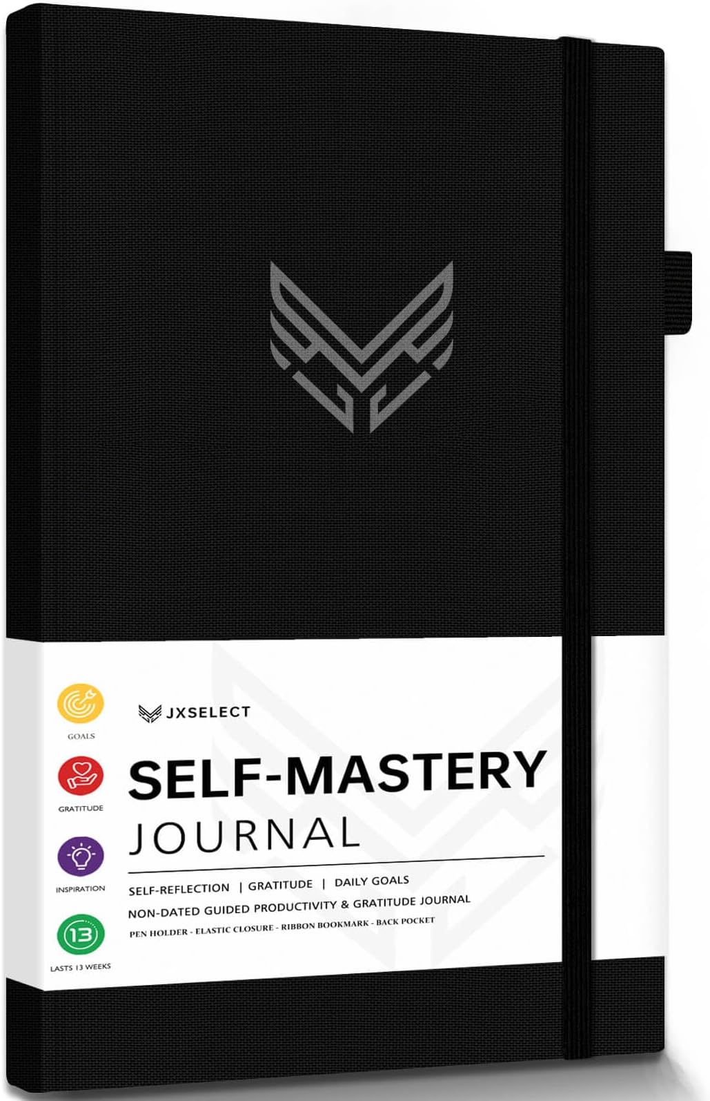 JXSELECTSelf-Mastery Journal for Men and Women - Gratitude Journal - Self Care Journal for Happiness, Mindfulness, Positivity & Reflection - The Kaizen Journal with Pen Holder and Back Pocket