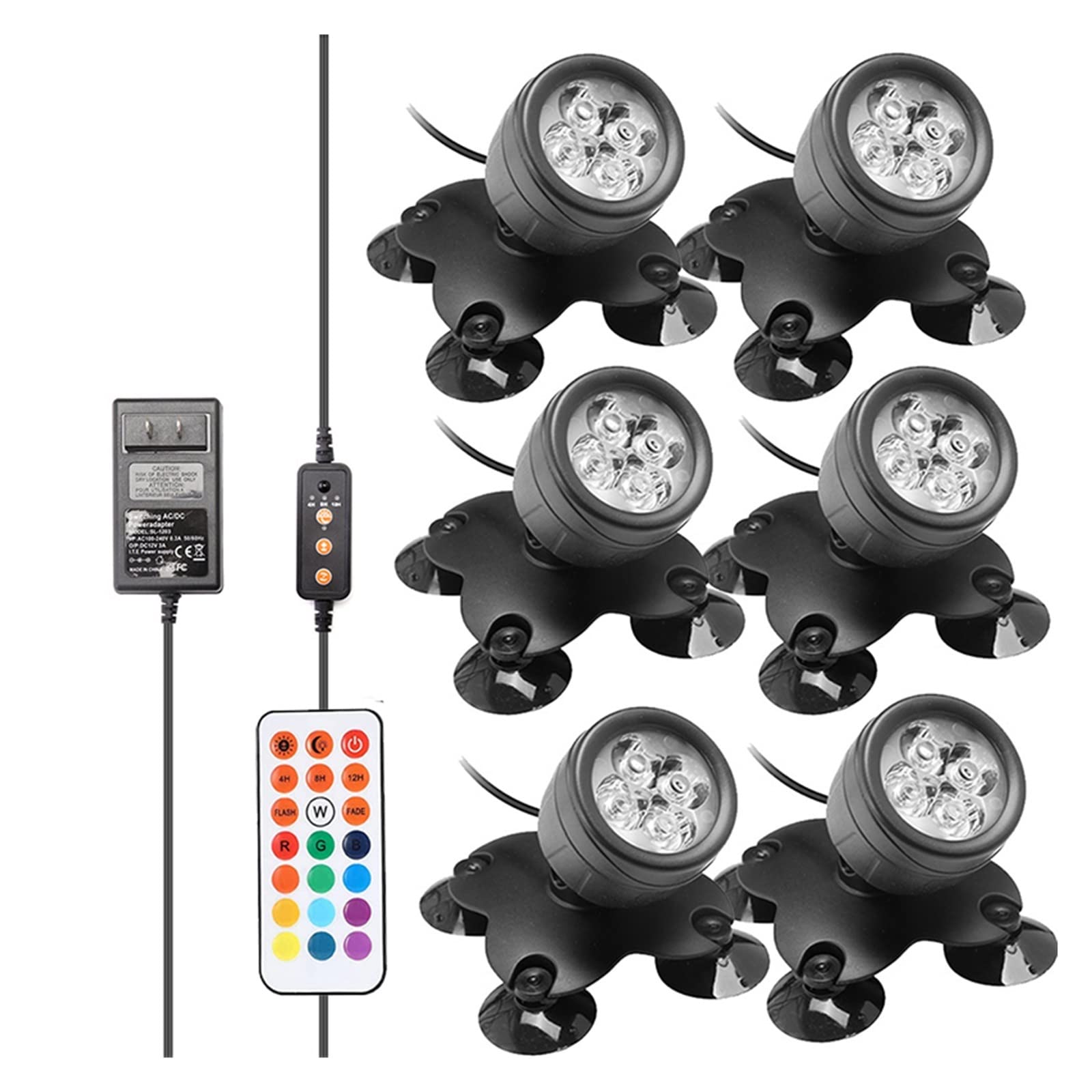 RGB piscina luces sumergible estanque IP68 impermeable bajo el agua acuario focos 36 LED jardín paisaje césped luz Bajo Consumo De EnergíA(6pcs)