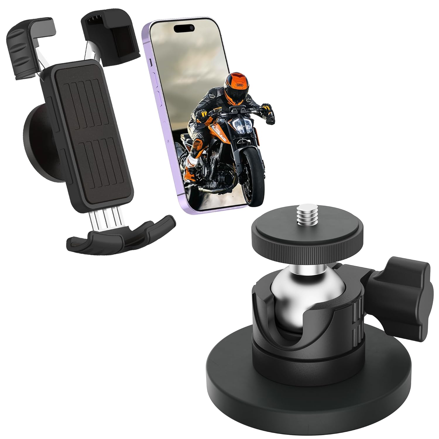 ULIBERMAGNET Black Magnetic Camera Mount, Strong Magnetic Mount with 360° Rotation Ball Head,