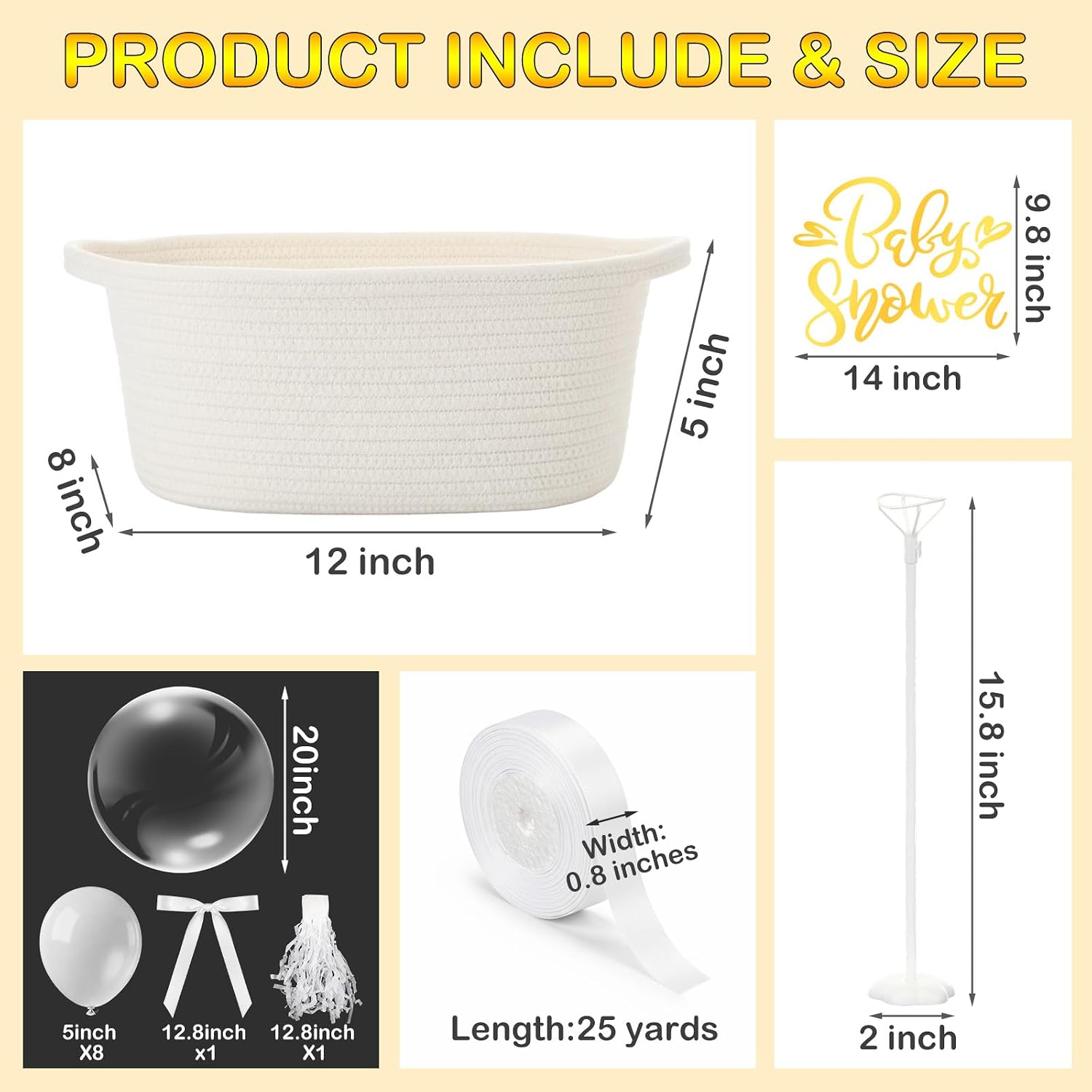 DIY Hot Air Balloon Baby Shower Gift Basket Decoration Set Woven Basket Transparent Bobo and White Balloons Ribbon Balloon Stand Sticker Newborn Gift Wrapping Baby Shower Party Decor