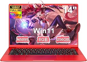 Win11 14 Inch Laptop Notebook Celeron N5095 Upto 2.9 GHz Notebook 8GB RAM 256GB SSD TF 1TB LPDDR4 5G WiFi 1920*1080 FHD USB 3.0 Laptop QWERTY Italian Film Keyboard – Red Metal Body-3