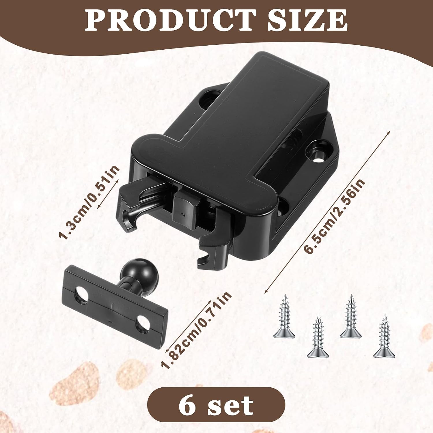6 Pack Push to Open Cabinet Catch Lock, Push Latches for Cabinets image 2