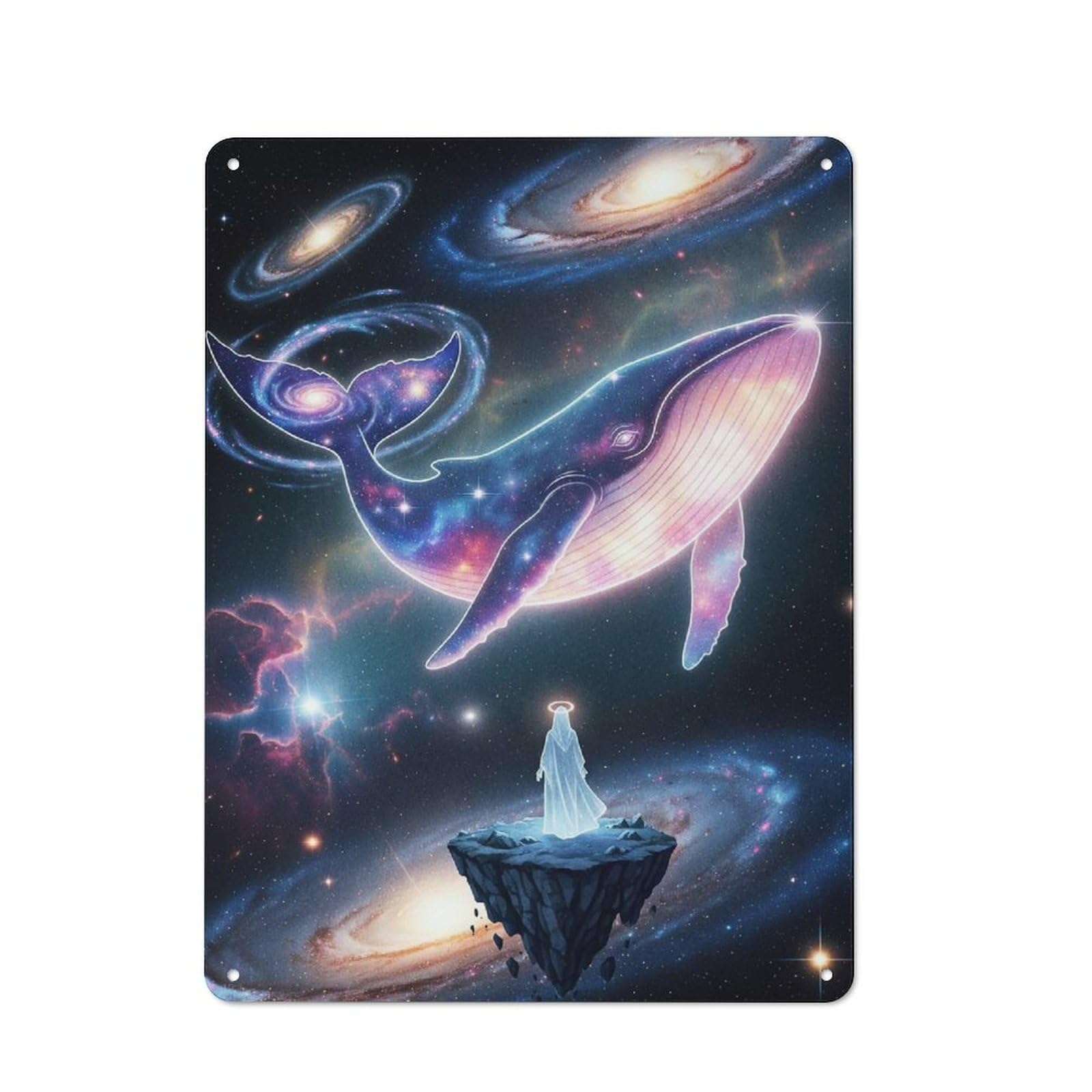 Junmoney Cosmic Whale Angelic Figure Retro Tin Sign 40X30cm For Hallway Wall, For Home Decor Fans Who Collect Metal Signs