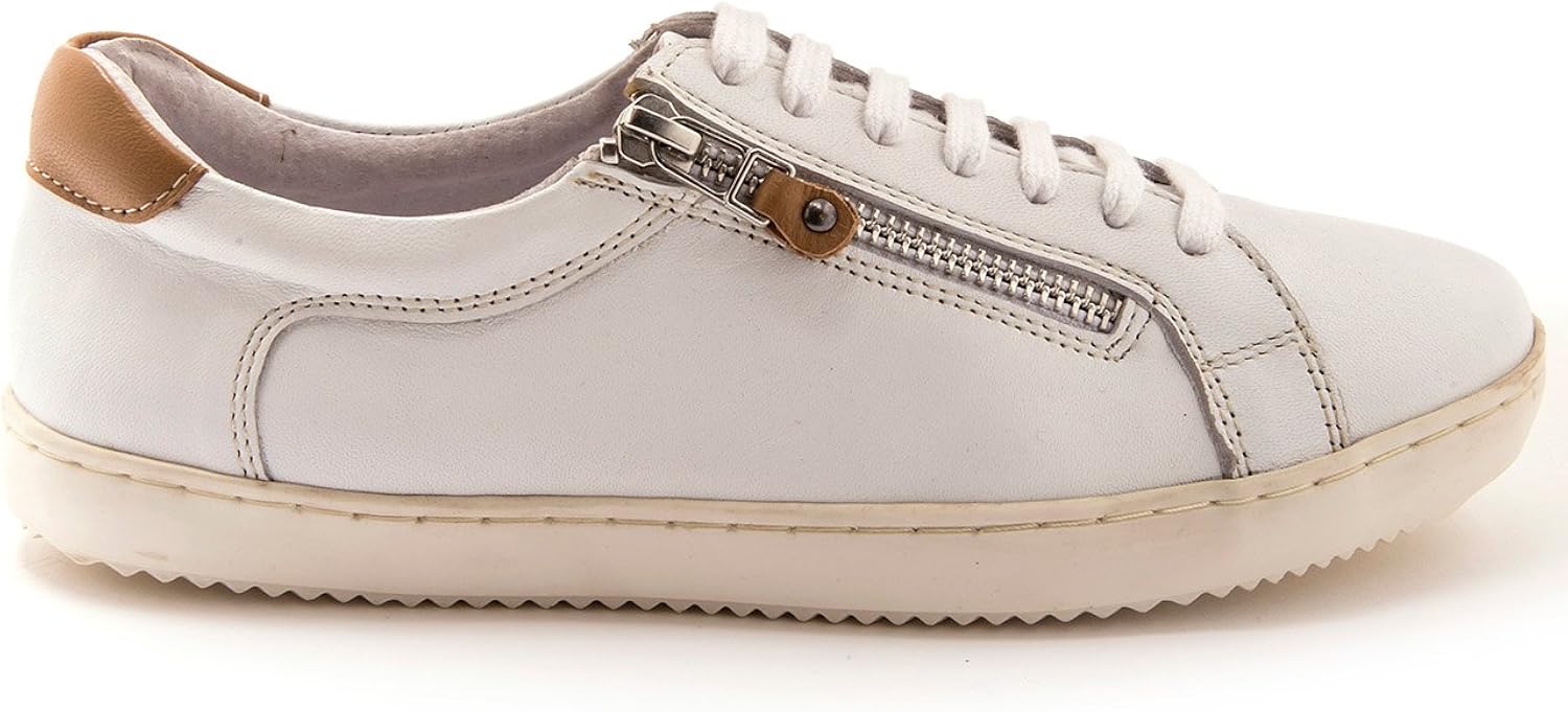 Balsamik - Tennis Cuir zippées et à Lacet - Femme - Taille : 38 - Couleur :  Blanc : Amazon.fr: Chaussures et Sacs