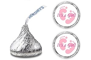 324 Piece Pink Girl Baby Shower Footprint Kisses Labels