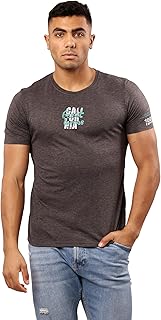 Ravin Mens Short Sleeve Shirt Round Neck Printed Heather Dark Grey Casual Tee