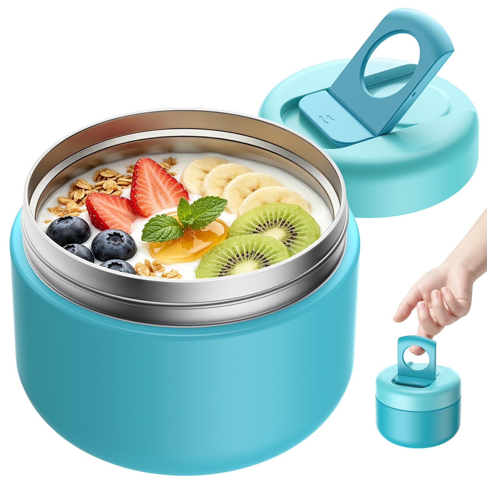 WayEee 420ml Kids Food Flask - Leak-proof Insulated Vacuum/Blue