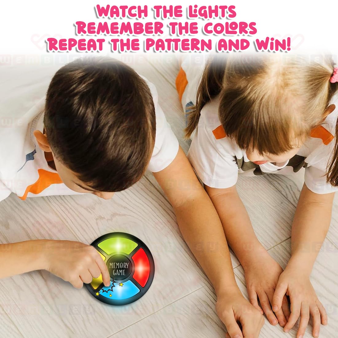 Wembley Glow Quest Memory Handheld Game (Circle)| Interactive Fun Game for Kids| Indoor Game with Lights and Sounds| 30-Level Brain Challenge| Birthday Gift for Boys & Girls Ages 7 & Up (Multicolor) 4