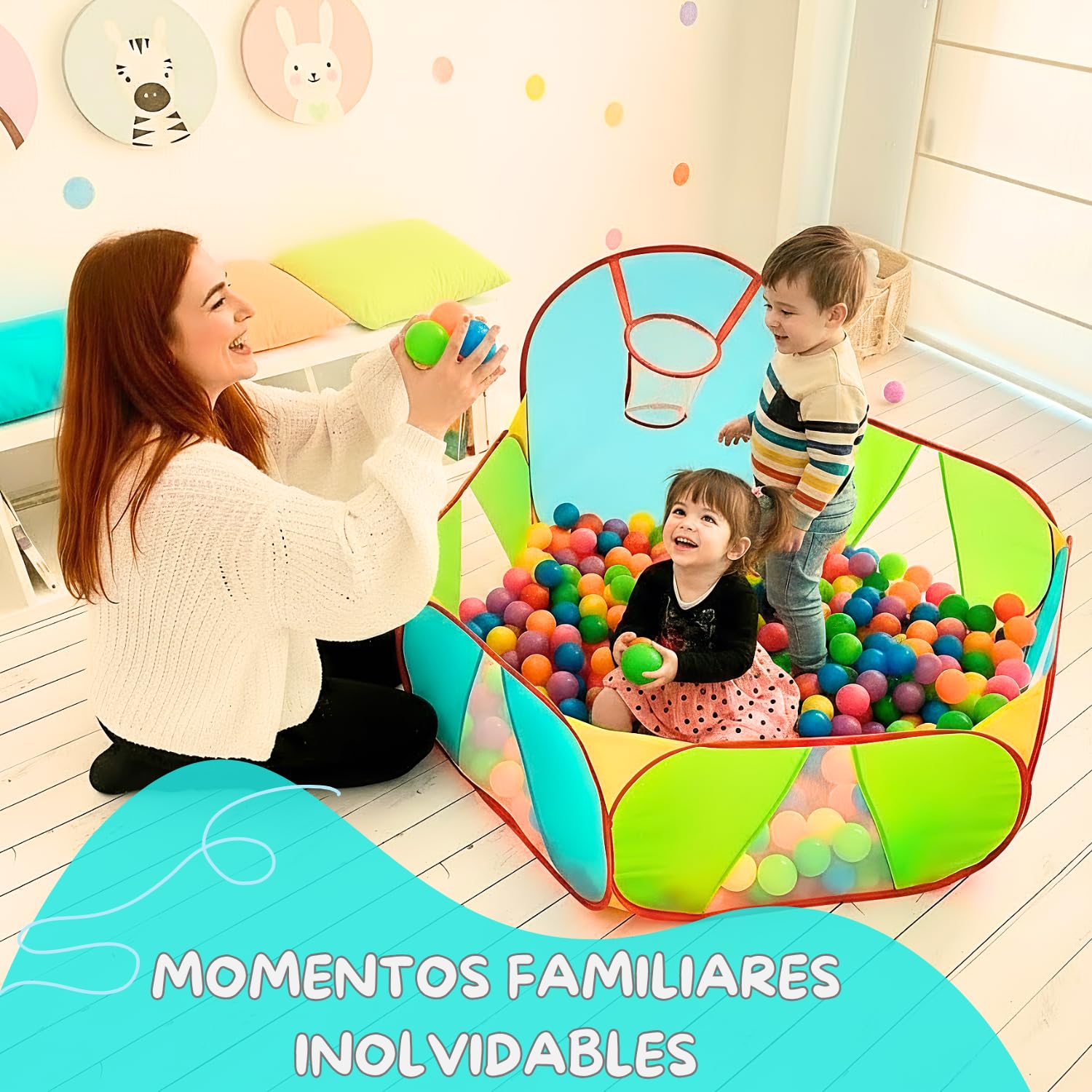 Piscina de Bolas | Piscina Infantil | Parque Infantil | Piscina Bolas Bebe | Parque de Bolas | Mini Canasta Baloncesto Habitación A | Bolas no Incluidas