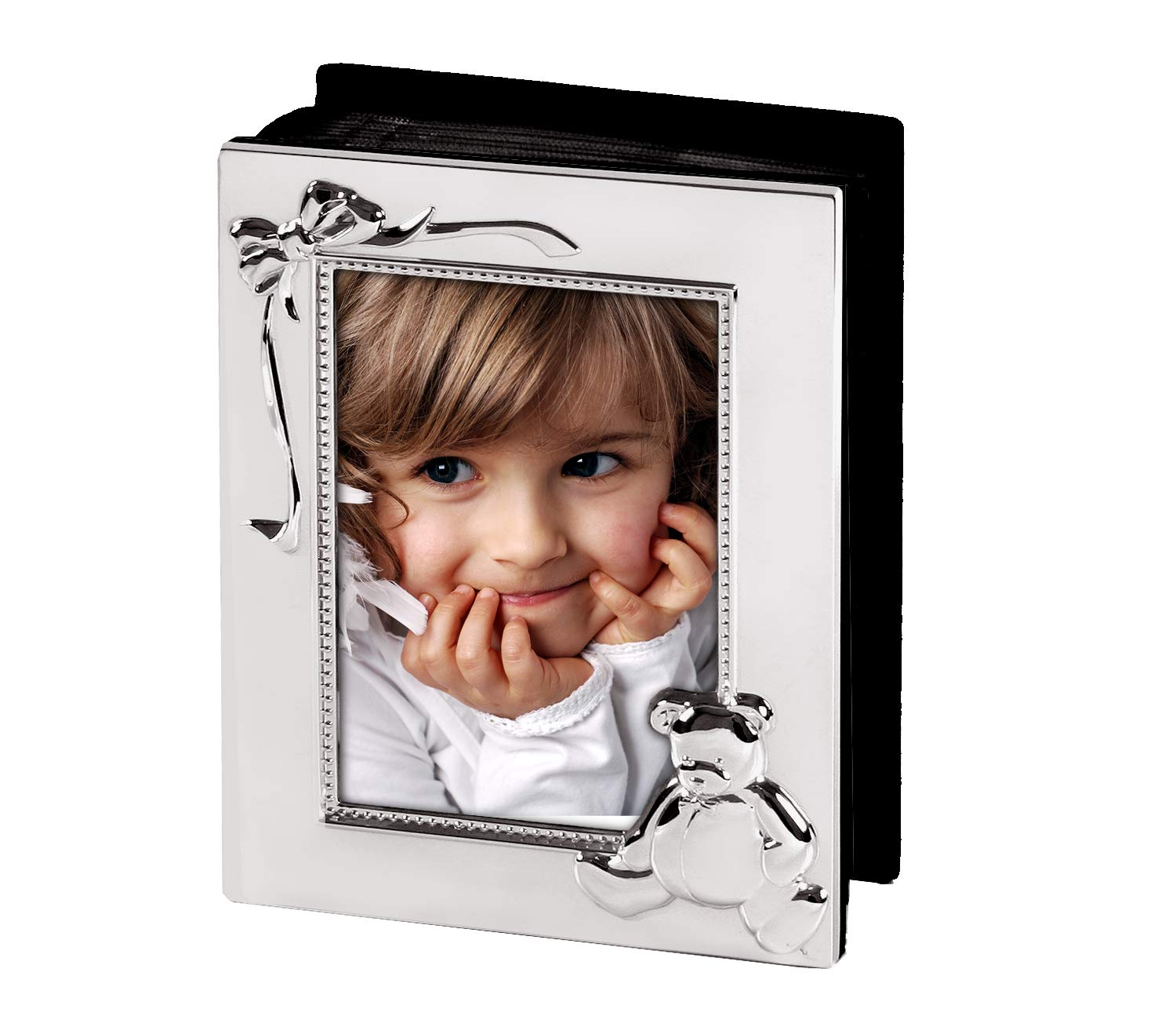 EDZARD Album Bim, album photo pour enfants/album photo pour photos 10x15 cm, plaqué argent et résiste au ternissement, avec ornement d'ours