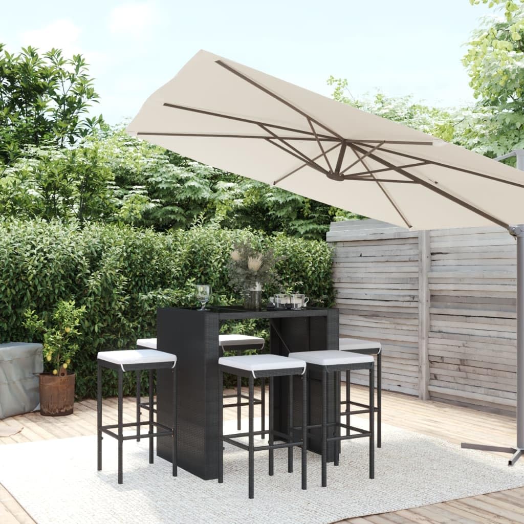 Seduta Esterni Ottomana,Divani Piccoliset Bar Da Giardino 7 Pz Con Cuscini In Polyrattan Neroadatto Per La Camera Da Letto, Il Soggiorno, Il Giardino