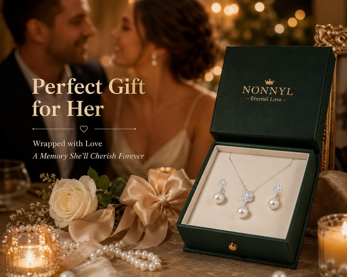NONNYL Birthday Gifts for Women - Mothers Day Gifts for Mom - Christmas Valentines Day Gifts for Women Her - Gifts for Wife, Perfect Present for Pearl Necklace Earrings Set Jewelry