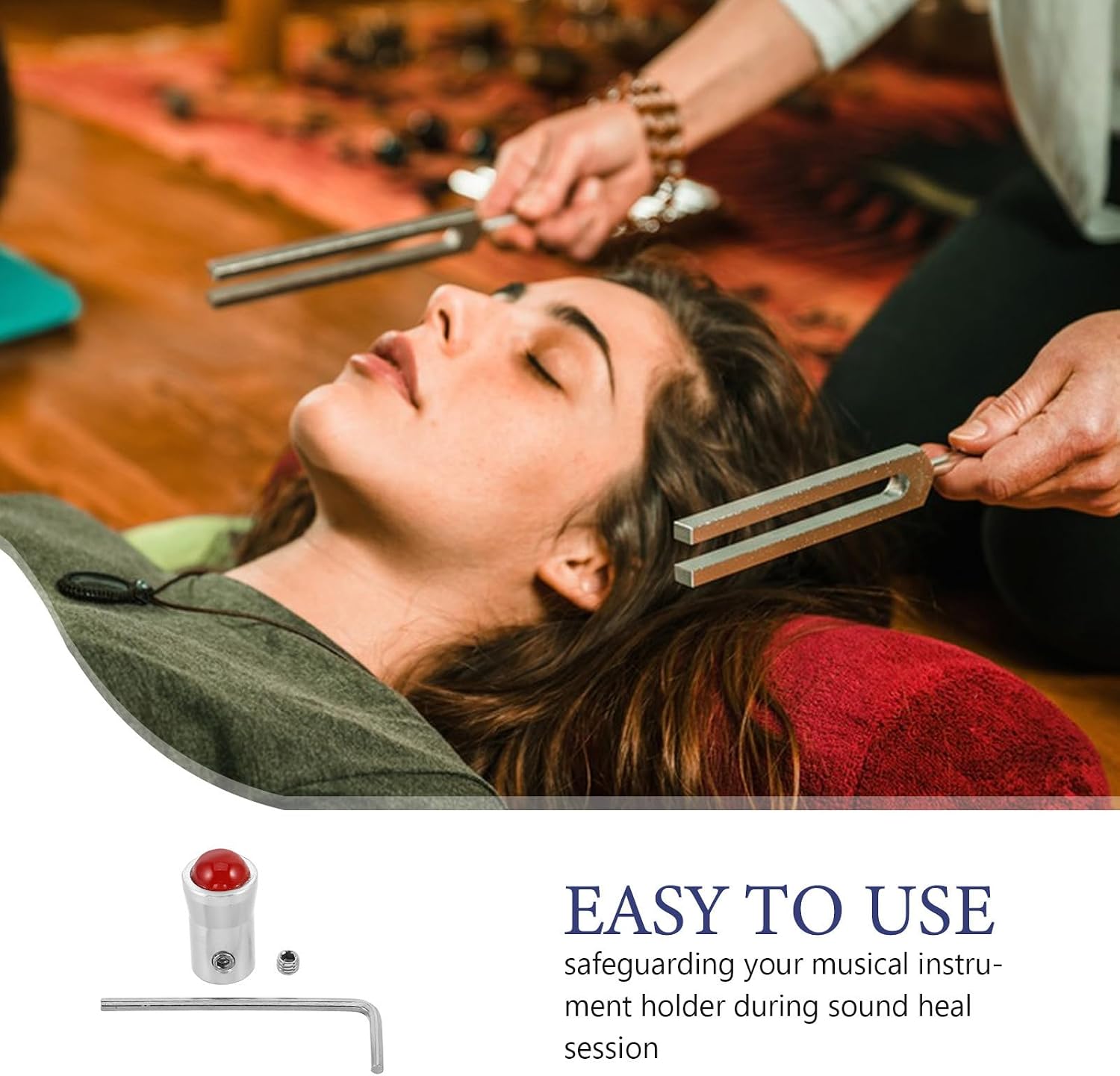 Silver Tuning Fork Holder Block 0.91 Inch Stand for Music Therapy image 3