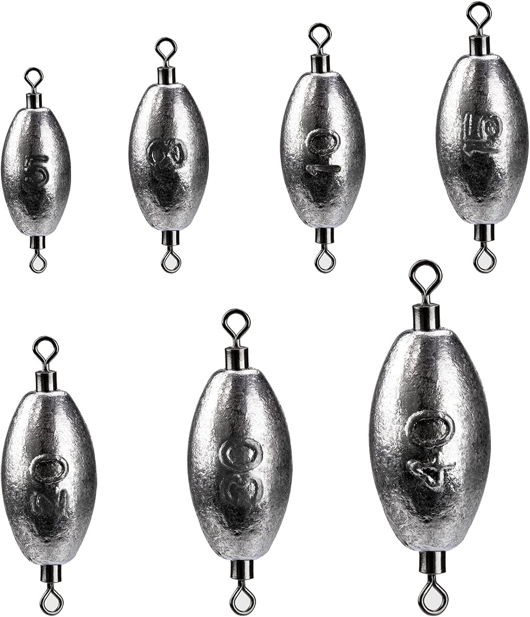 THKFISH Fishing Weights Inline Weights Trolling Sinkers Swivel Weights Quick Set Up Lead Fishing Sinker with Inner Swivel