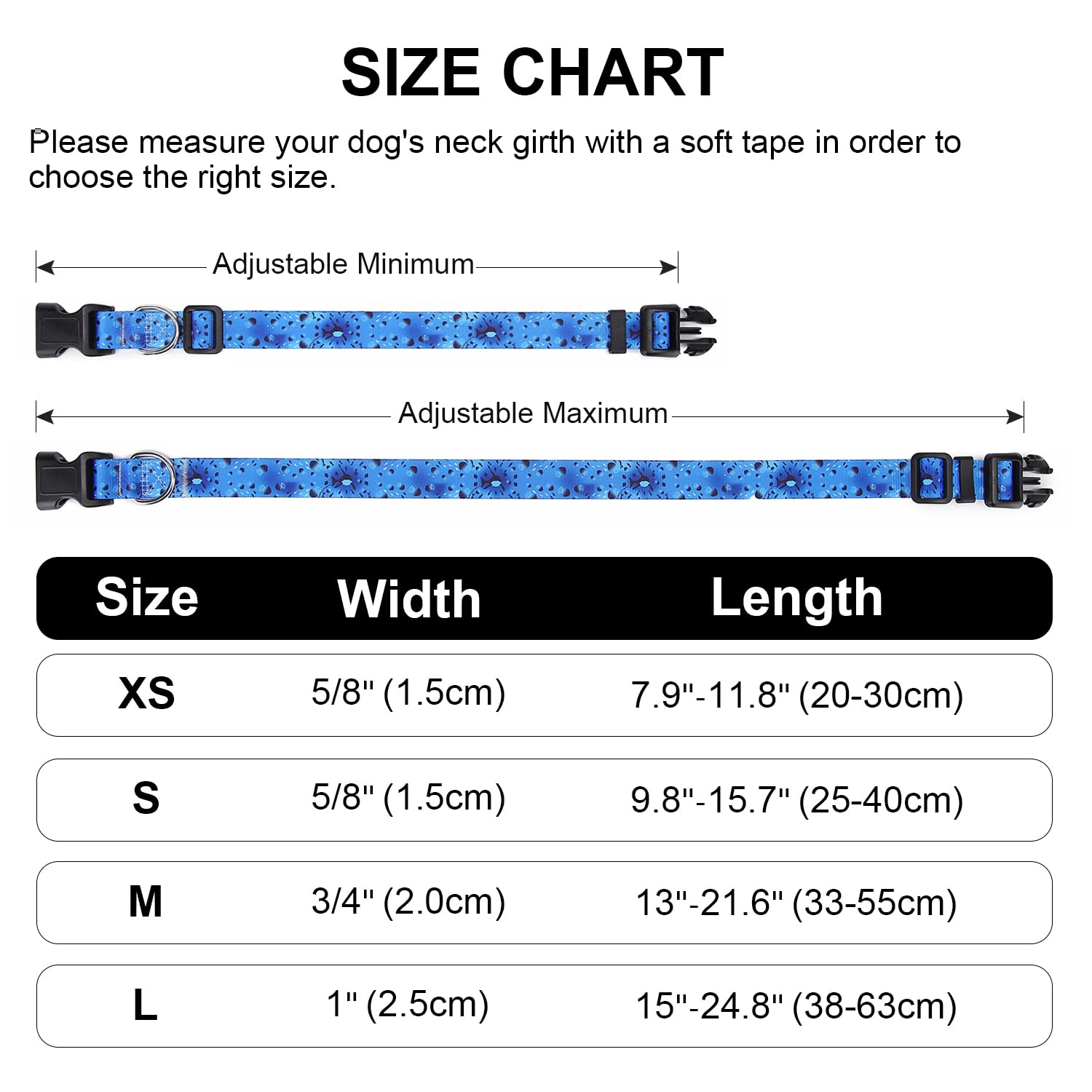 Mercano Collare per Cani, Morbido Regolabile Leggero Comfort Collari per Cani, Gatti, Cuccioli di Taglia Piccola Media Grande (S, Oceano)