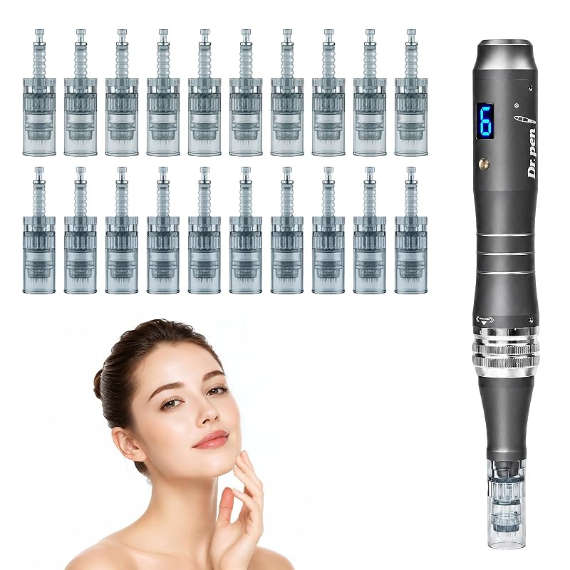 BEAUTIYAND Dr Pen M8 aparelho de microagulhamento com 20 cartuchos de reposição, 10 de 36 pinos e 10 de 16 pinos, 0,25 mm