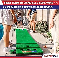 Vista 4 de PutterBall Original Golf Putting Game Set – Backyard 12 ft Putting Green Pong Style Golf Mat with 2 Putters, 2 Balls & Hole Covers