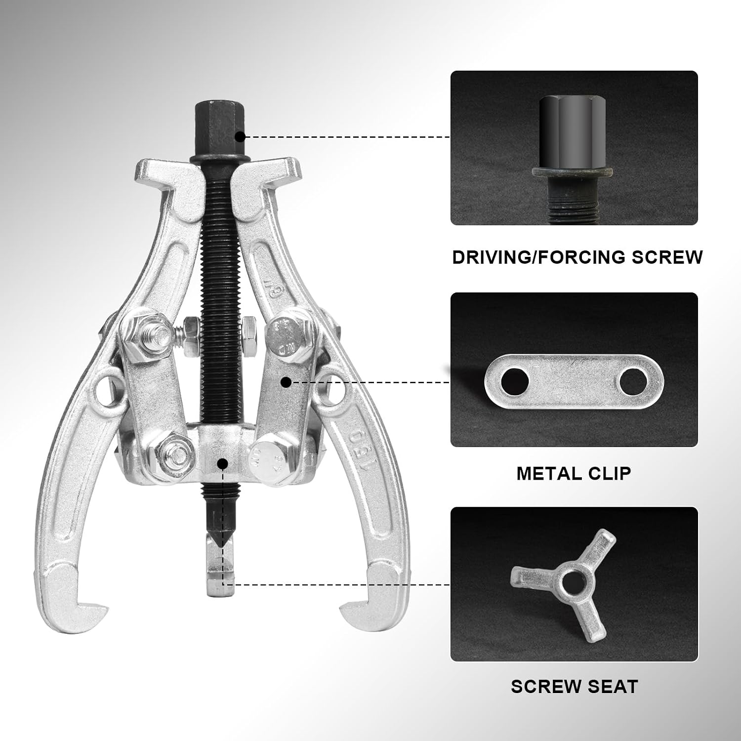 BIG RED 3 Jaw Gear Puller Set: 3/4/6'' Bearing Puller Kit for Gearing, Pulley and Bearing Removal with Reversible Jaws