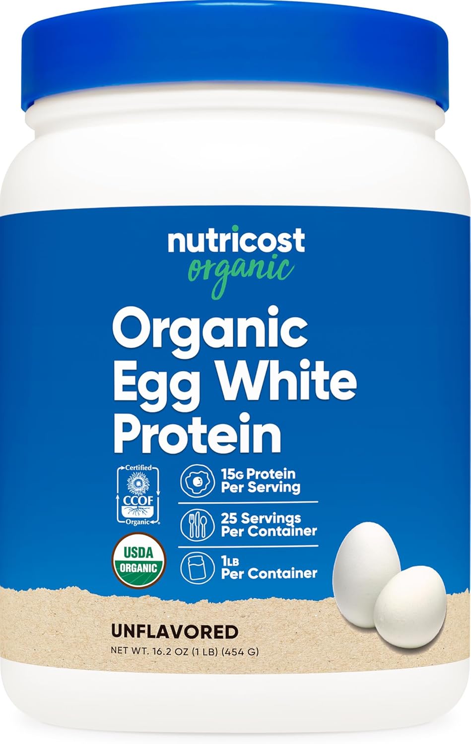 Nutricost Organic Egg White Protein Powder (1LB) 25 Servings Per Container - GMO-Free, Gluten-Free