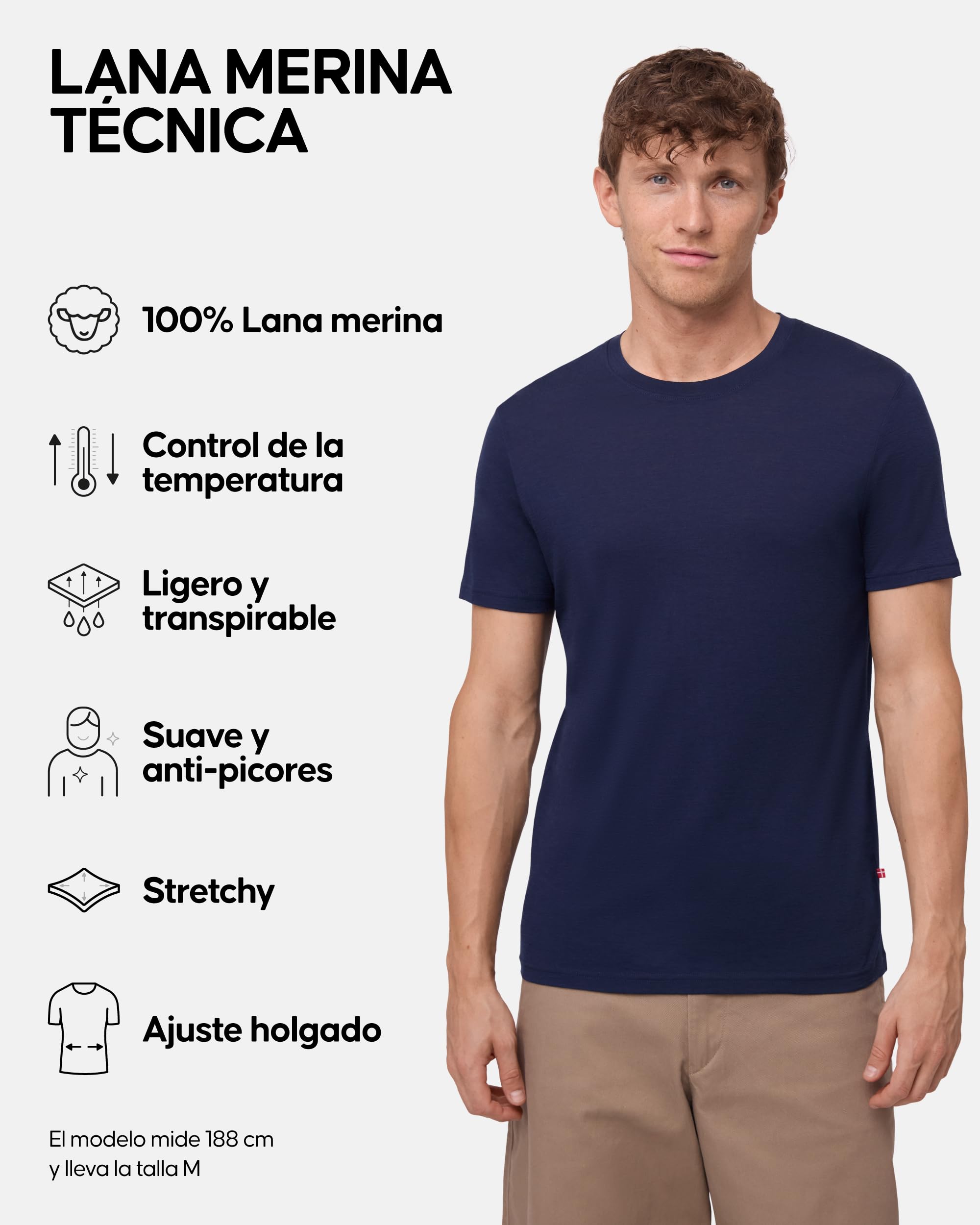 DANISH ENDURANCE Camiseta Manga Corta Lana Merino, Transpirable, 1 y 2 Pack