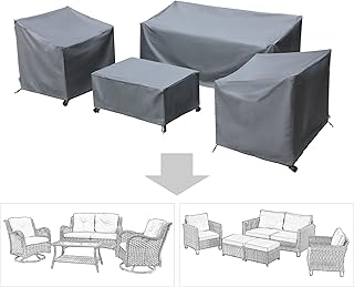 Patio Furniture Covers,Outdoor Furniture Cover Waterproof,Patio Furniture Set Covers for 4 Piece Outdoor Conversation Set,Patio Covers Set X-Large (Grey)