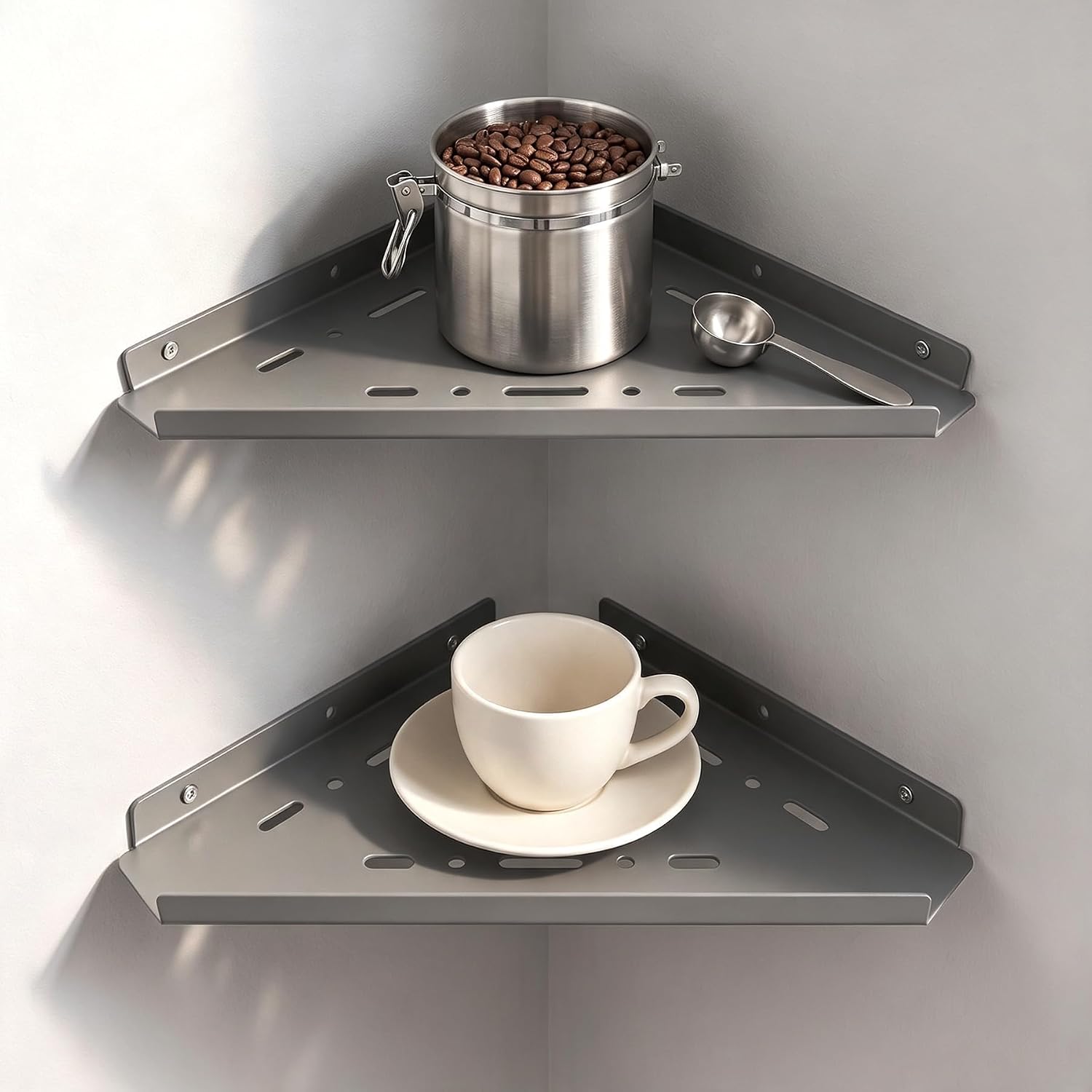 Shower Corner Shelf 10in 304 Stainless Steel, Multi-Wall Drill, Grey