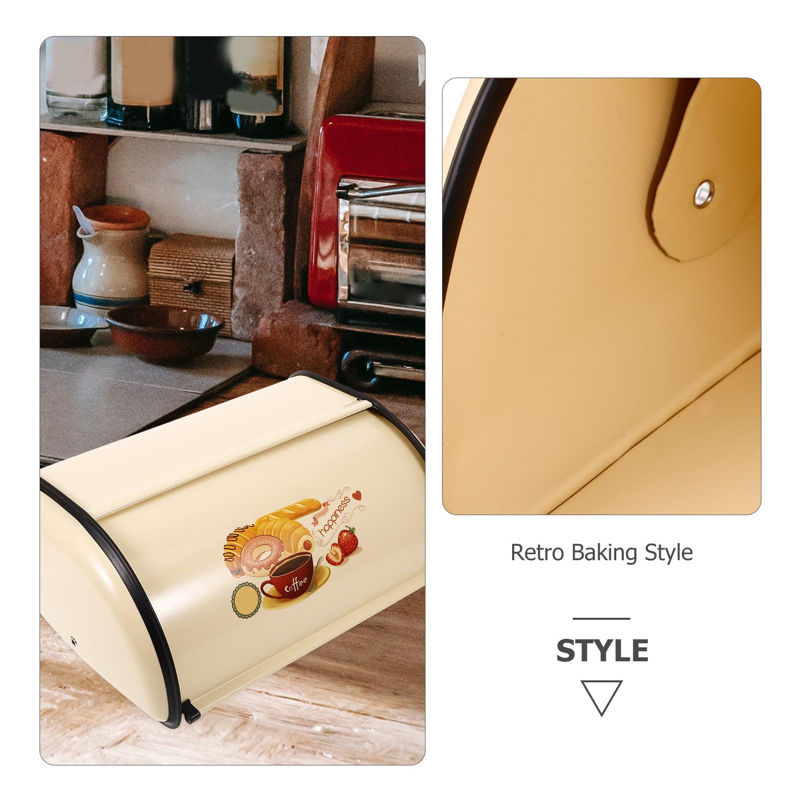 Abaodam Caja de Pan de Cocina Dorada de Hierro con Estilo Retro, Amplia Capacidad para Almacenar Pan y Productos de Panadería, Adecuado para Decoración de Cocina