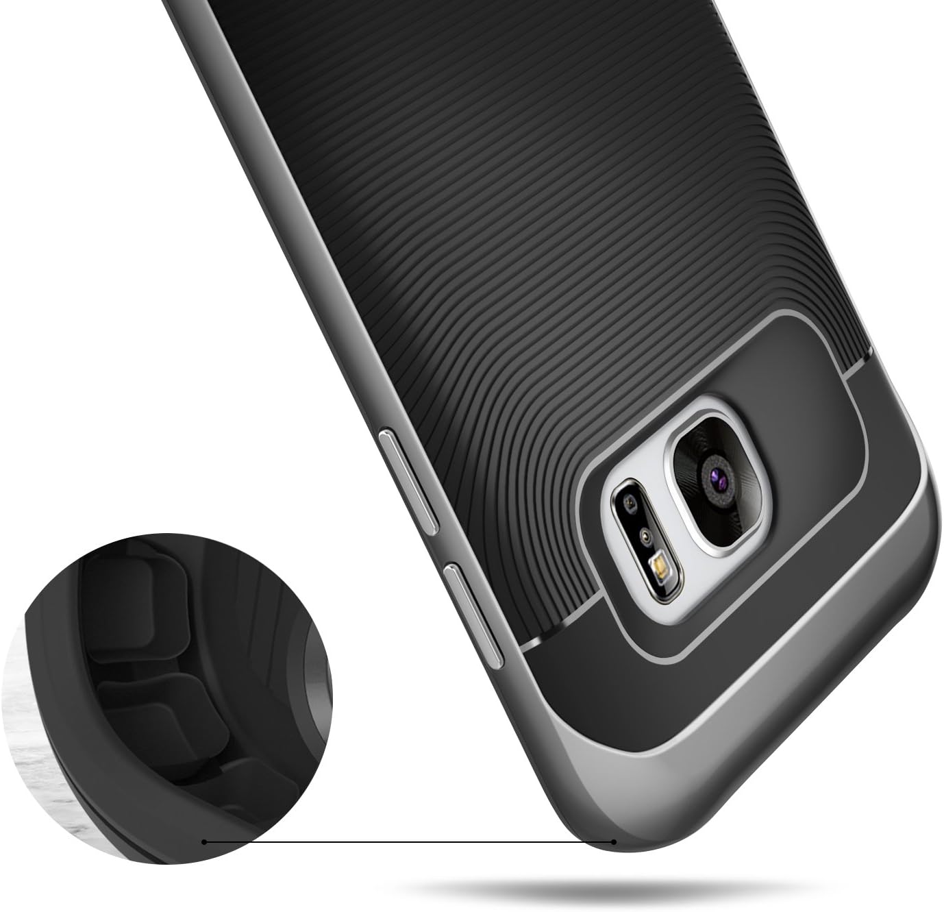 Caseology Wavelength for Galaxy S7 Edge Case (2016) - Stylish Grip Design - Black