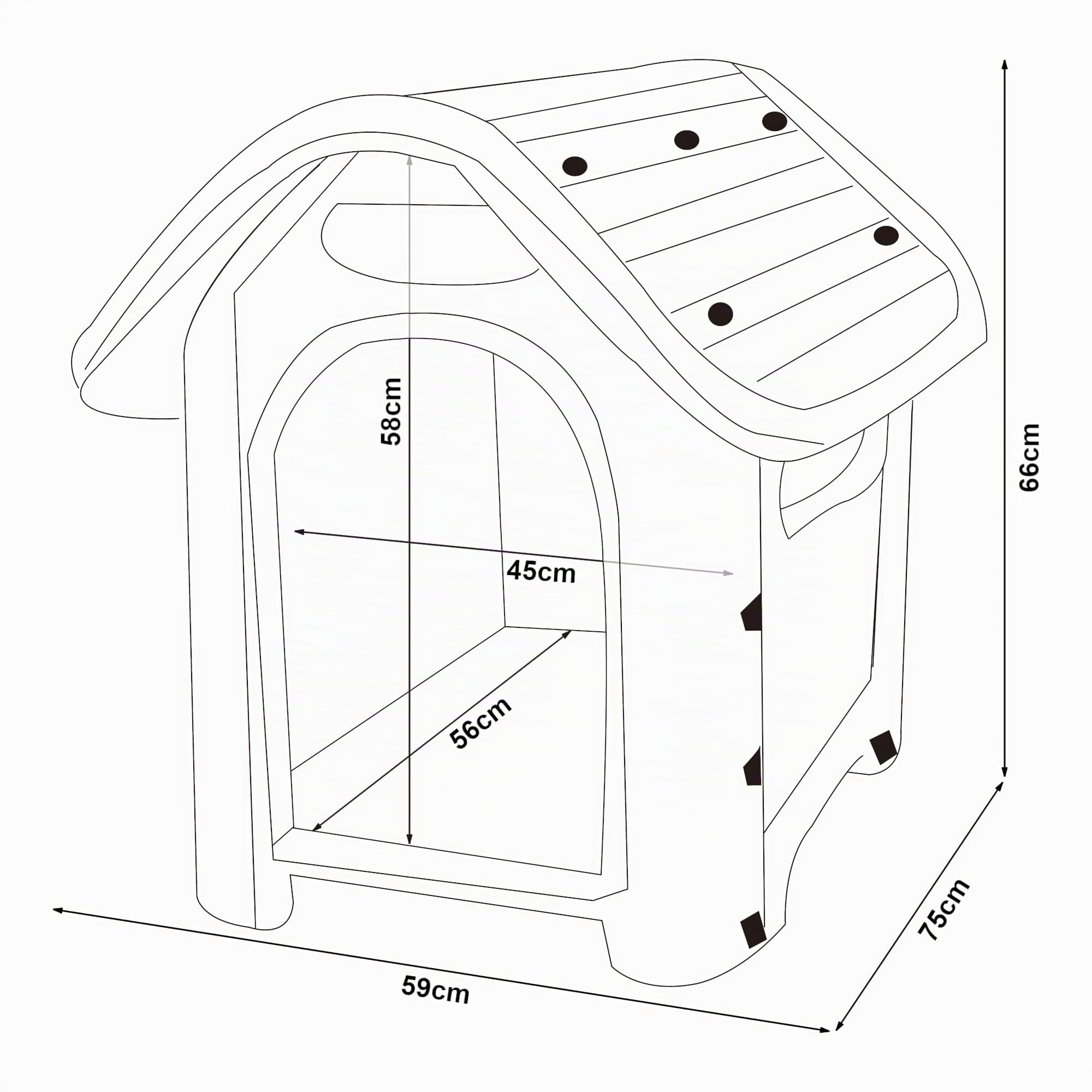 [en.casa] Cuccia per Cani di Piccola Taglia in Plastica Casetta da Interno e Esterno con Prese d'Aria e Pavimento Rialzato 75 x 59 x 66 cm - Bianco/Verde