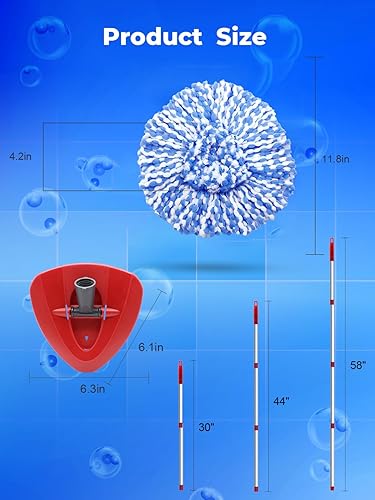 Miniatura 3 de Cabezal de repuesto para fregona O Cedar RinseClean, base de mango de repuesto para trapeador giratorio compatible con O-Cedar, 2 repuestos de mopa