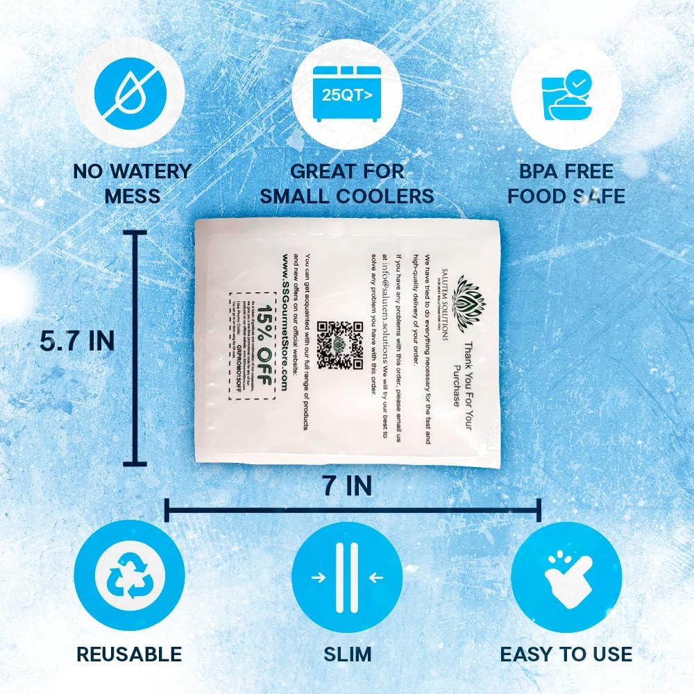 Reusable Ice Gel Packs |Pack of 25 (7 x 5.7 inches)| Leakproof, Food-Safe Cold Packs for Shipping Frozen Food, Lunch Boxes, Coolers & Storage