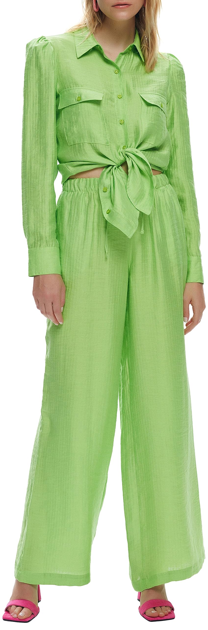 Sherly Beli Lastikli Bol Paça Pantolon Pantolon Kadın