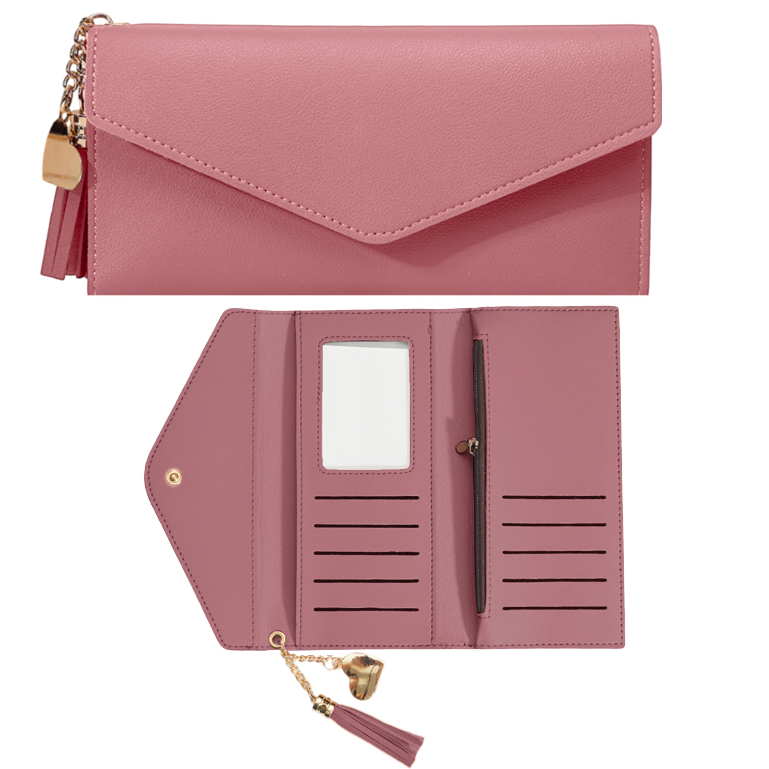 Women's Wallet -Stylish and Compact Purse Clutch Wallet for Women, Stylish Card Coin Holder, Debit Card Holder, Money Organizer and Travel Wallet with 13 Slots (Dark Pink)-image-14