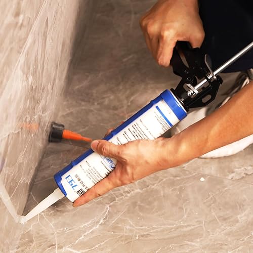 Miniatura 7 de TILER Pistola de calafateo de 9 pulgadas con herramientas de calafateo, pistola de silicona sin goteo con agarre cómodo para todos los calafateos,