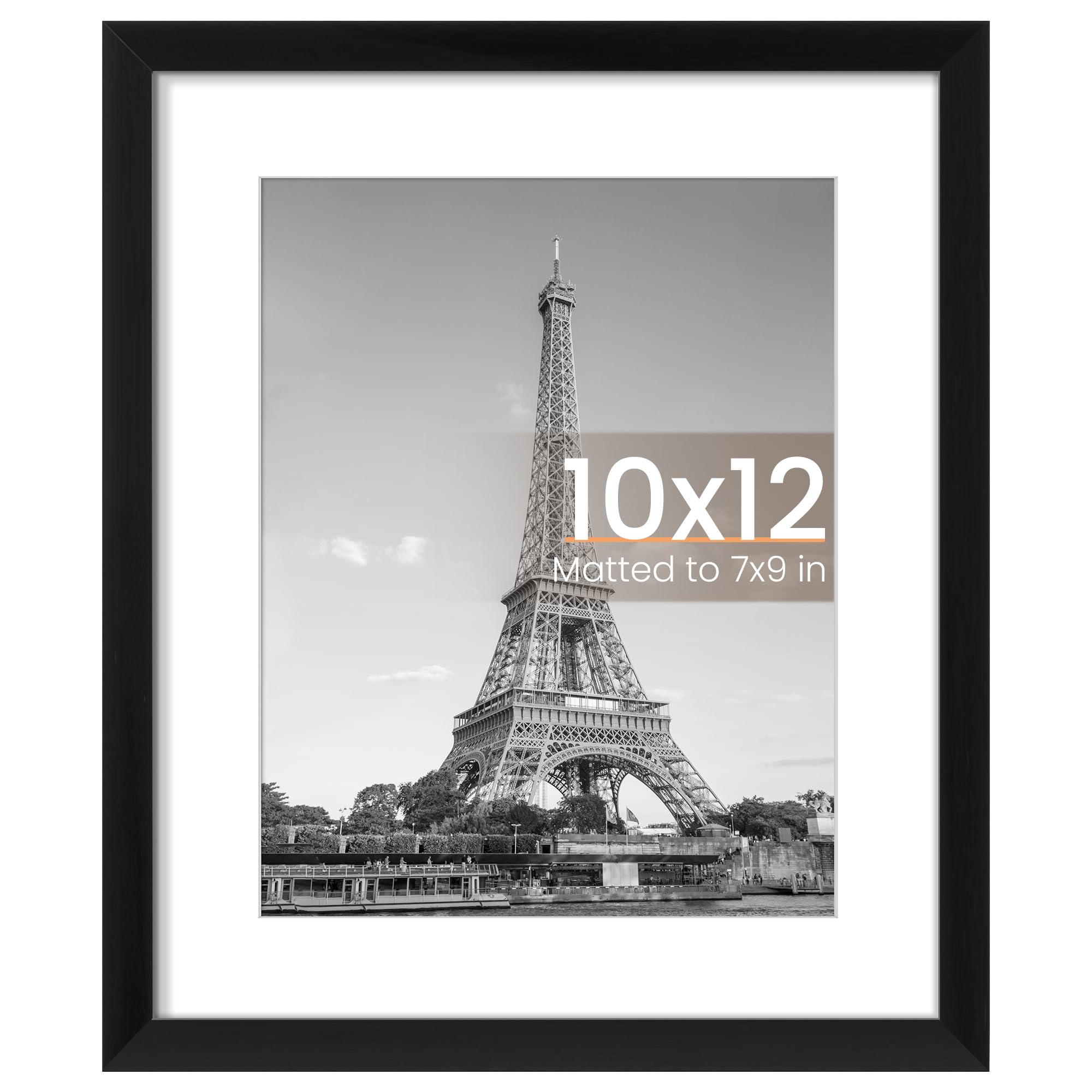 upsimples 10x12 Picture Frame, Wall Decor Photo Frames, Black 1 Pack | 10 x 12 Frame, 7x9 Frame with Mat for Gallery Wall, Family, Baby, Dog, Dorm, Christmas