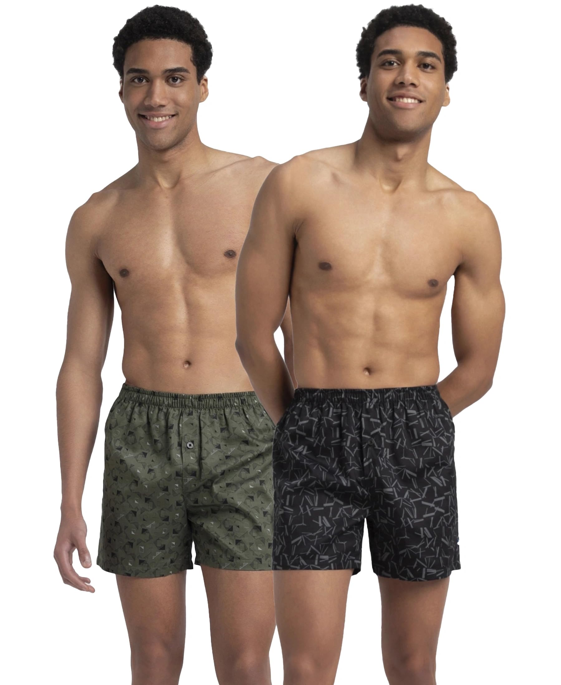 Jockey8222 Men's Super Combed Mercerized Cotton Woven Printed Inner Boxers with Ultrasoft and Durable Inner Waistband (Pack of 2)
