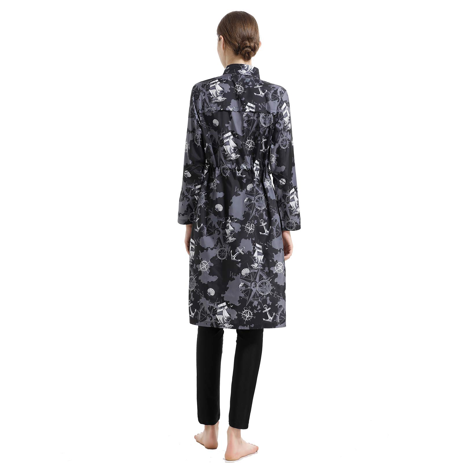 oneforus Costume da Bagno Conservatore Musulmano da Donna Cerniera Allentata Medio Oriente Abbigliamento Sportivo Costume da Bagno Burkini Costume da Bagno 3 Pezzi
