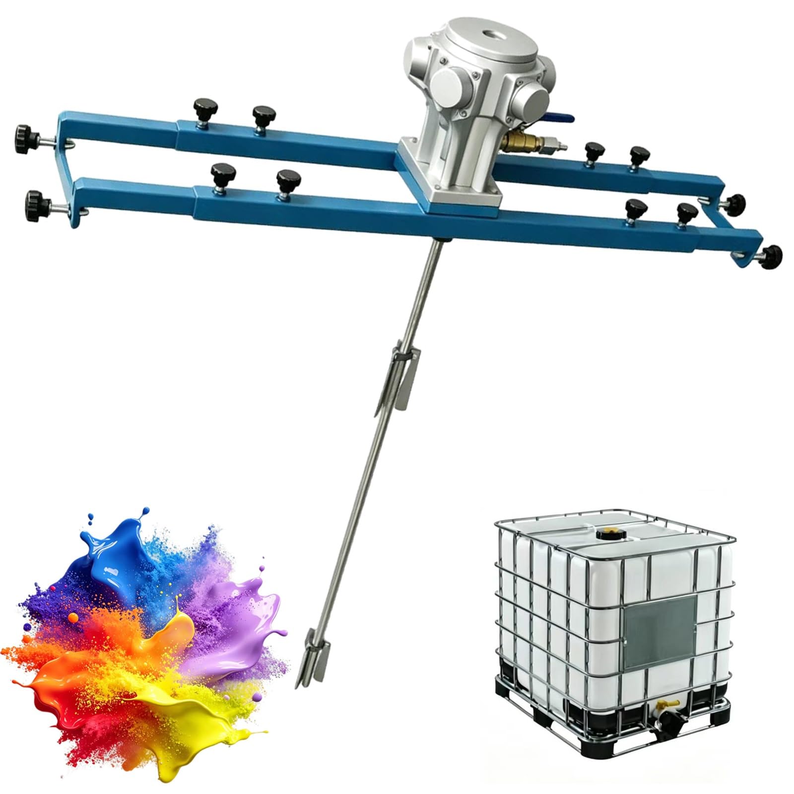 Mezclador neumático para tanque de 275 galones, agitador de eje de acero inoxidable resistente con hélice plegable, ideal para pintura, pegamento, tintes, adhesivos, herramienta de agitación