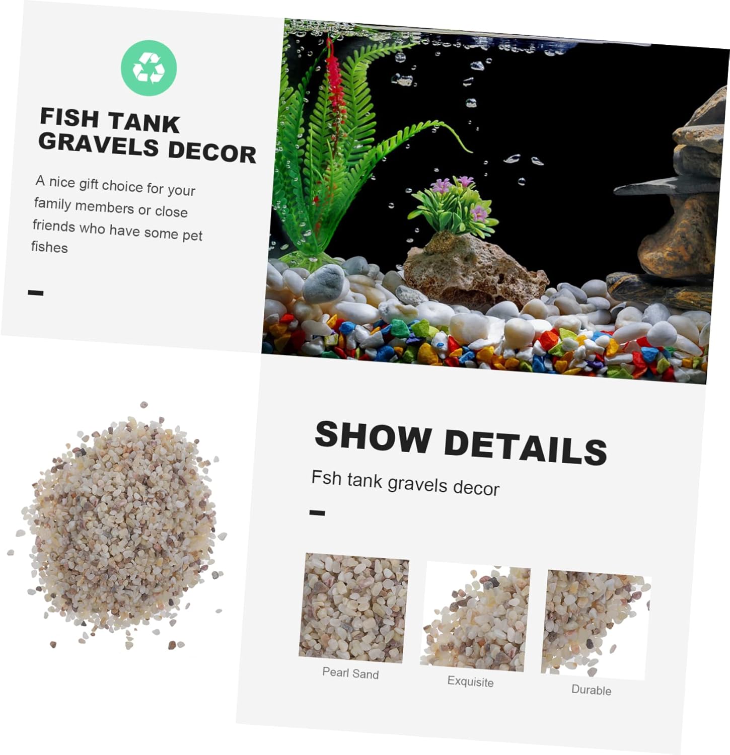 Ciieeo 1set Aquarium Gravel Rocks Smooth Decorative Fish Tank Gravel for Aquatic Landscapes Natural Polished Stones for Freshwater Substrate for Floral Arrangements and Water Features