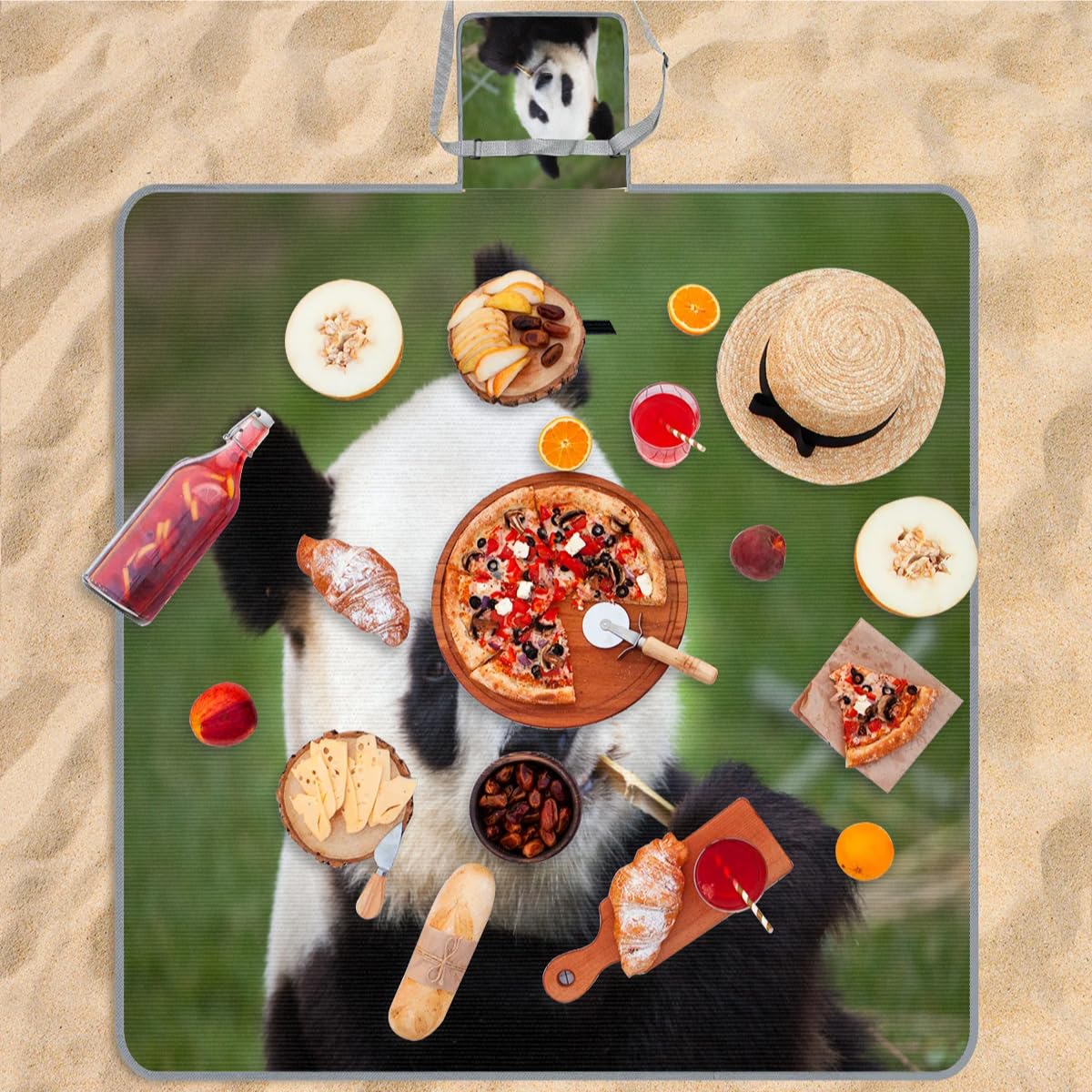 Manta de picnic con diseño de panda gigante de 150 x 145 cm, manta de playa plegable para exteriores, impermeable, para playa, camping, senderismo, picnic