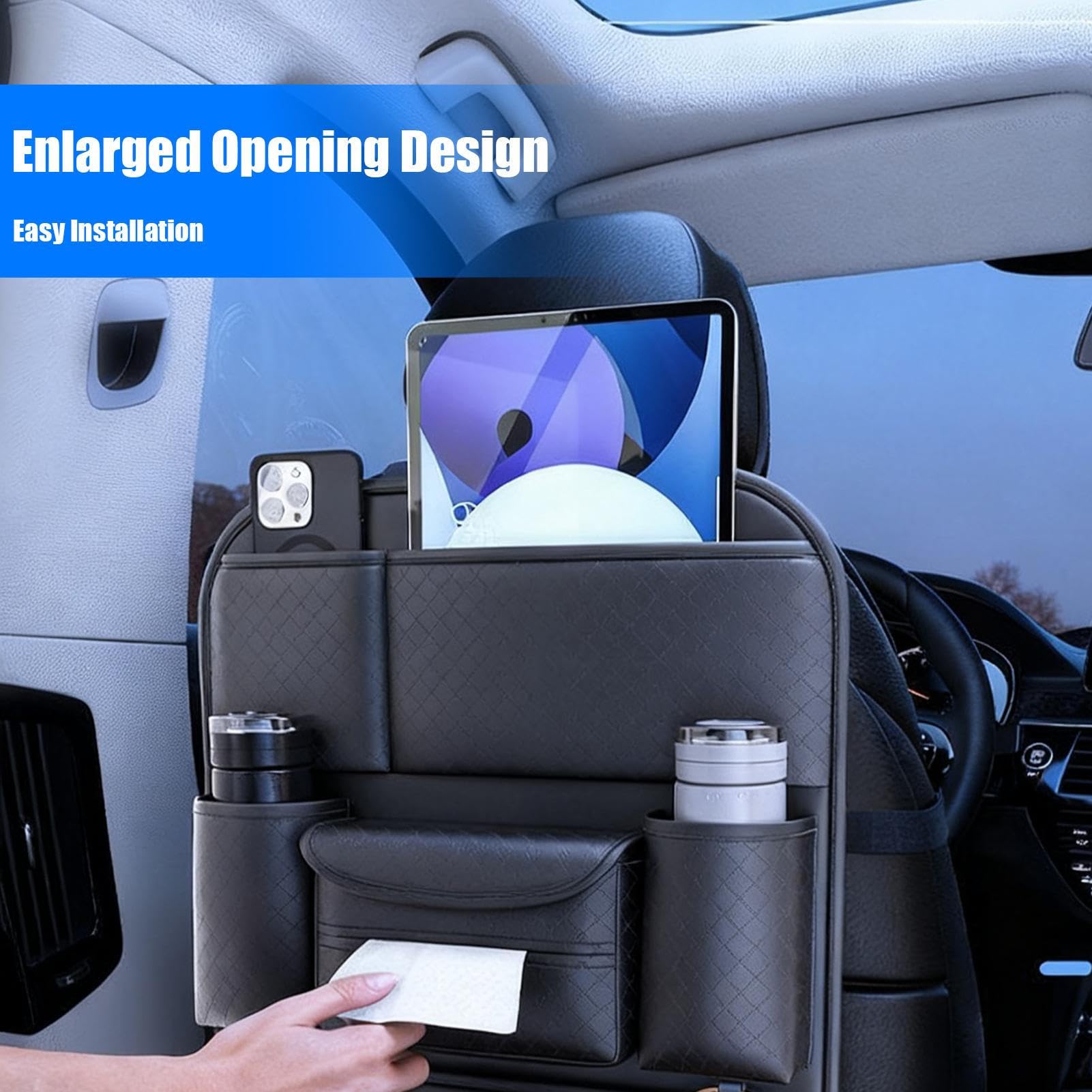 Organizzatore Auto Sedile Posteriore Grande Capacità Da Viaggio | Organizzatore Posteriore Con Paracalci Per Rimorchio Camper Camion Berlina Pick-up Tablet Giochi Snack