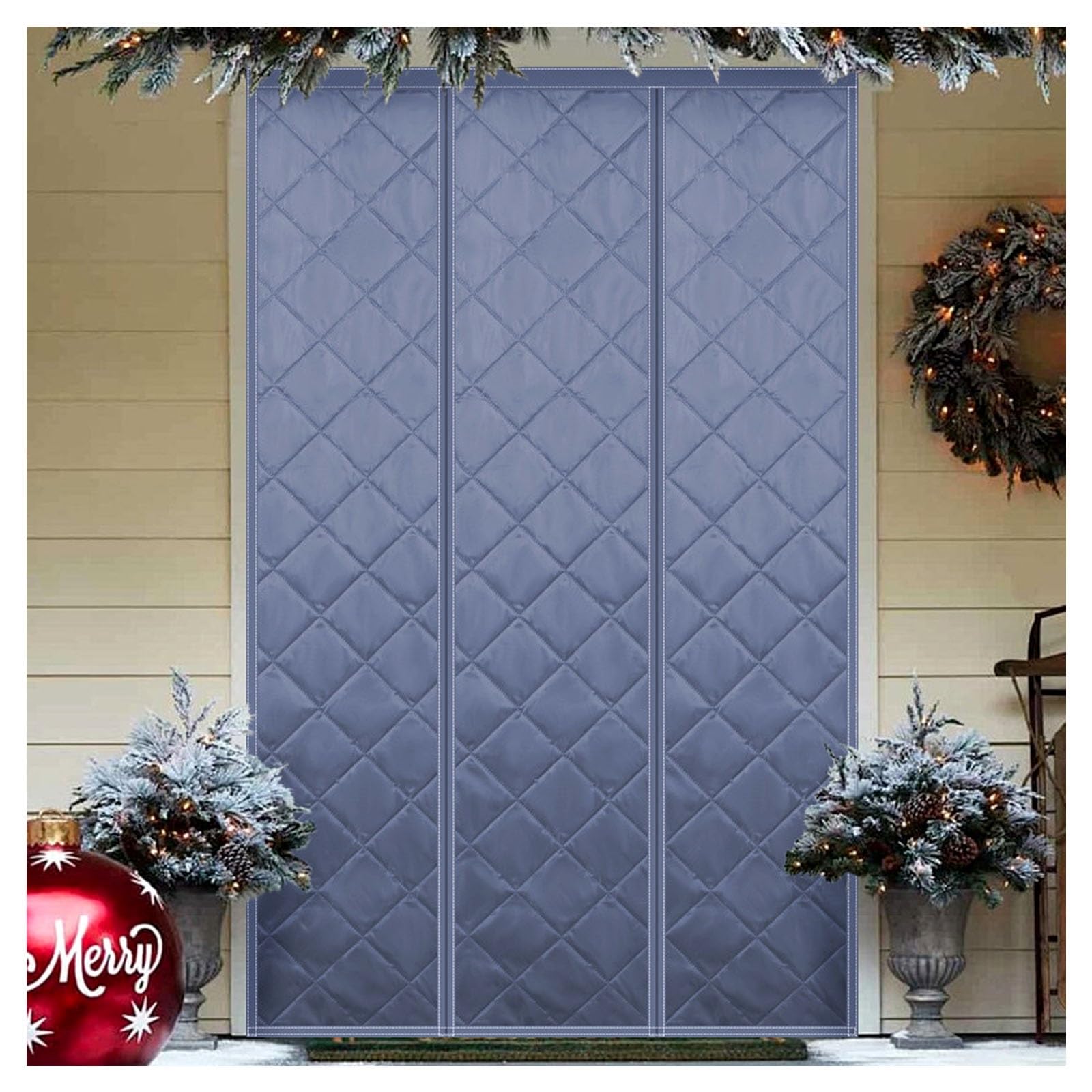 Rideau de porte magnétique thermique en tissu Oxford isolant gris anthracite pour entrée