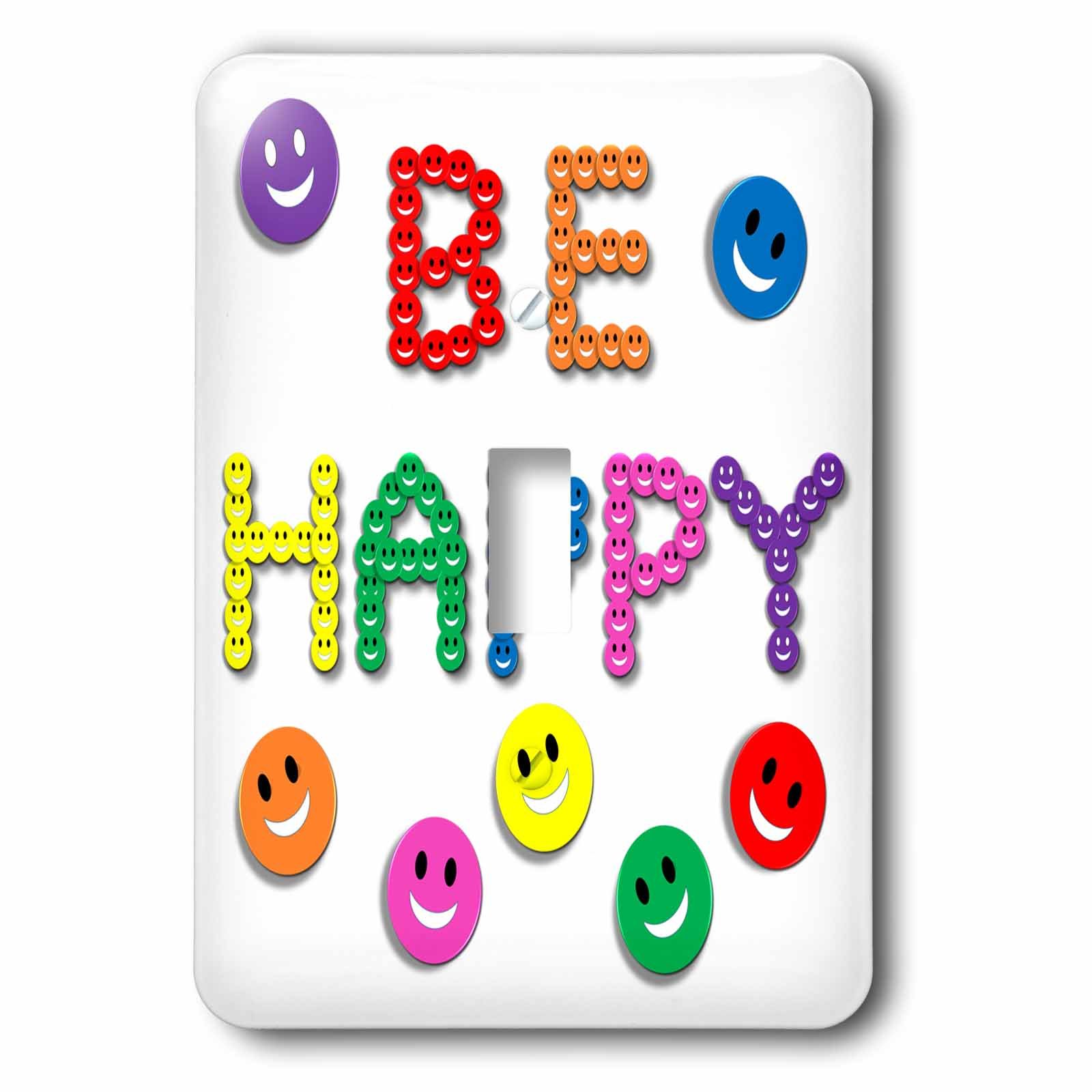 Interrupteur Be happy face everywhere a fun pour remplacer une plaque murale jaunie ou terne