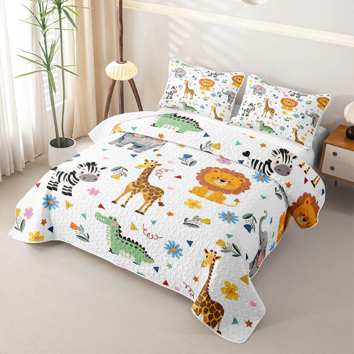 Erosebridal Wild Animals Kids Quilt Set Twin